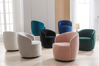 Swivel Accent Armchair Barrel Chair With Powder Coating Metal Ring