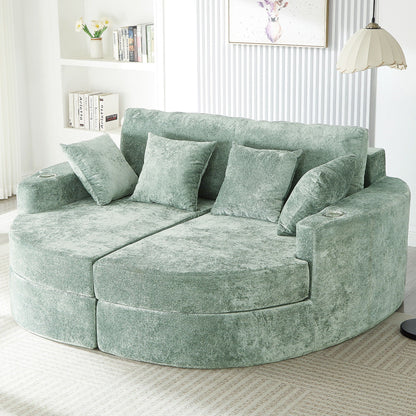 Boneless Design Upholstered Sofa Bed With Cup Holders