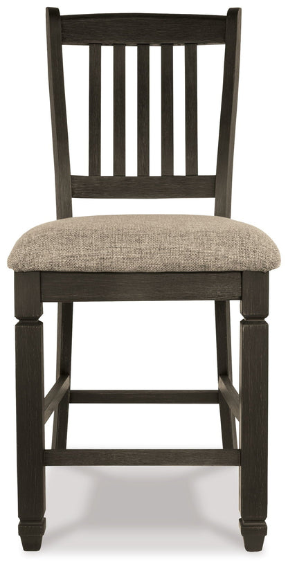 Tyler Creek - Upholstered Barstool (Set of 2) - Black / Grayish Brown