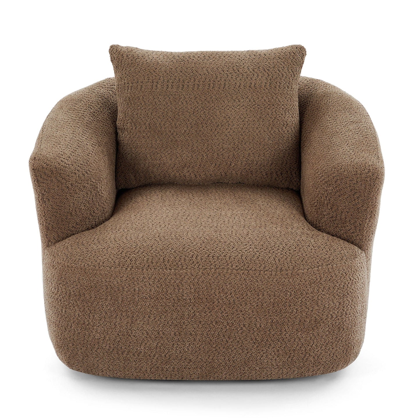 360° Swivel Barrel Sofa Chair With Throw Pillow, Upholstered Accent Chair