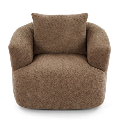 360° Swivel Barrel Sofa Chair With Throw Pillow, Upholstered Accent Chair