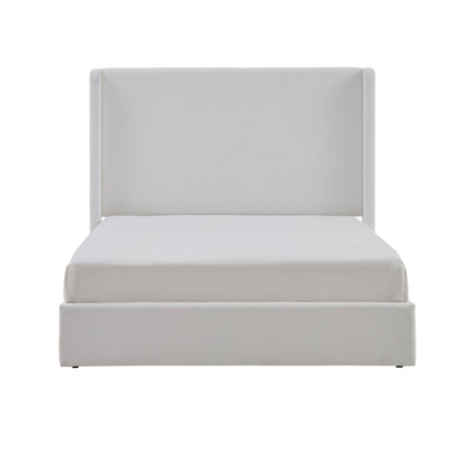 Carmen - King Size Upholstered Wingback Bed - White