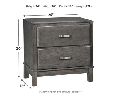 Caitbrook - Two Drawer Night Stand - Gray