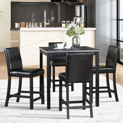 5 Pieces Counter Height Table Set, Kitchen Table With Square Table And 4 Upholstered Chairs