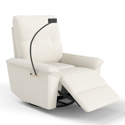 270° Power Swivel Rocker Recliner Chair With Phone Holder, Electric Glider Reclining Sofa With USB Ports For Living Room Bedroom - Beige
