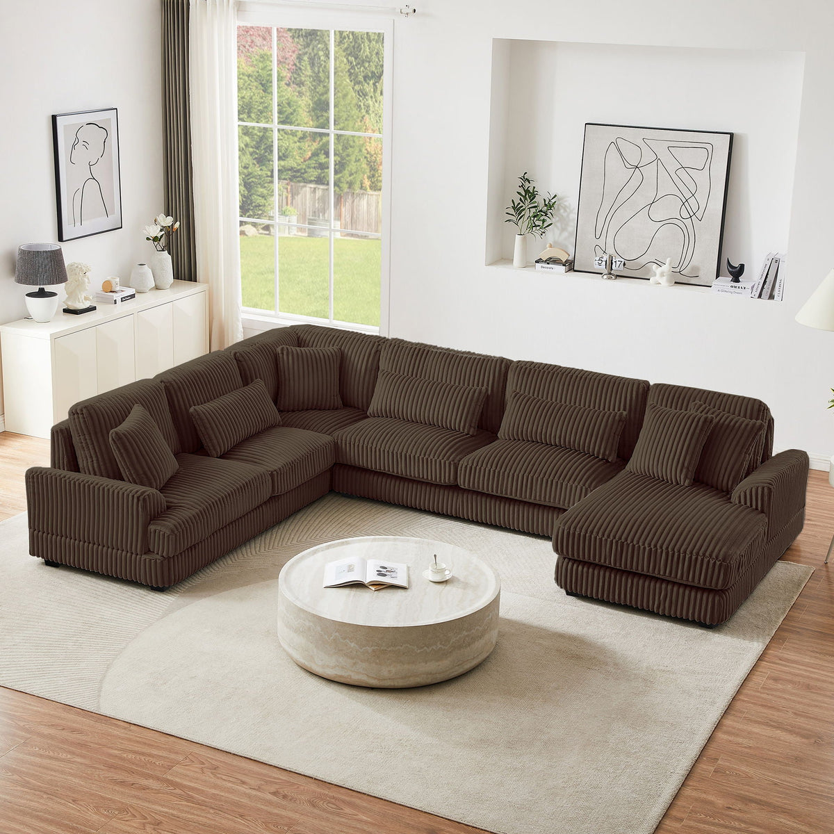 U - Sectional Sofa With Chaise Lounge, Oversized Living Room Couch