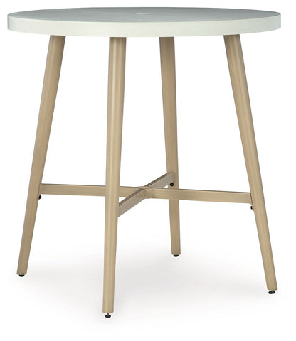 Seton Creek - Round Bar Table With Umbrella Option - Beige