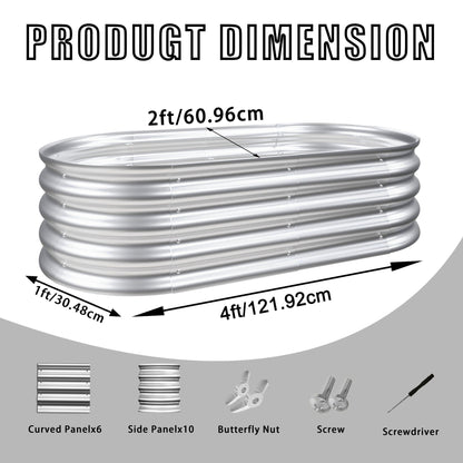 Heavy Duty Galvanized Raised Garden Bed Kit For Vegetables, Flowers & Herbs