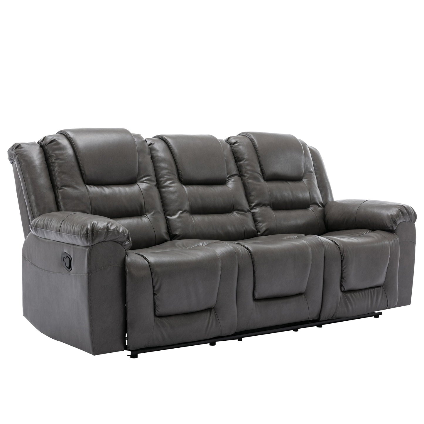 3 Seater Home Theater Recliner Manual Recliner Chair With Two Built-In Cup Holders For Living Room
