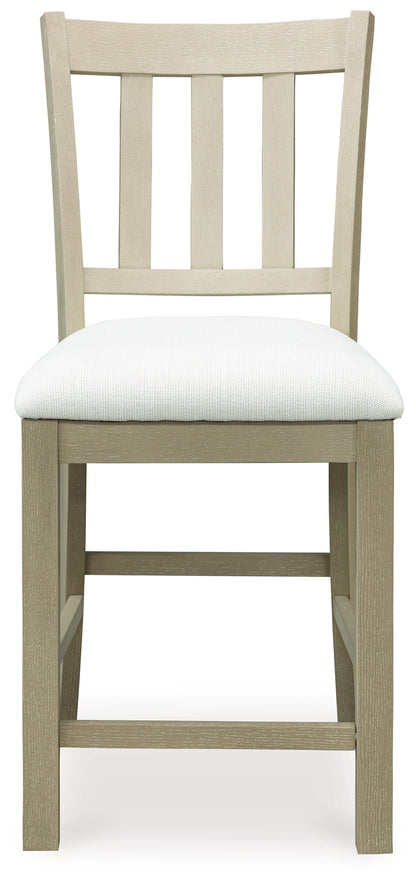 Calmoro - Upholstered Barstool (Set of 2) - Off White / Gray