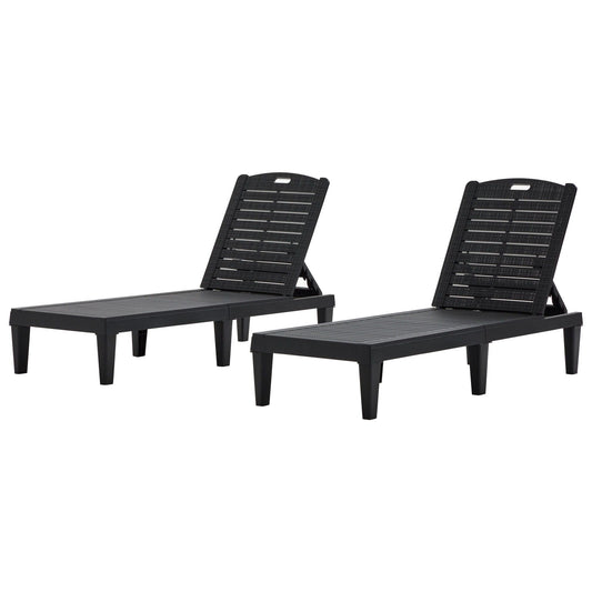 2 Piece Outdoor Chaise Lounges With Adjustable Backrest
