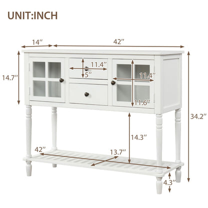 Hearth & Haven Stella Buffet Storage Cabinet With Bottom Shelf, White