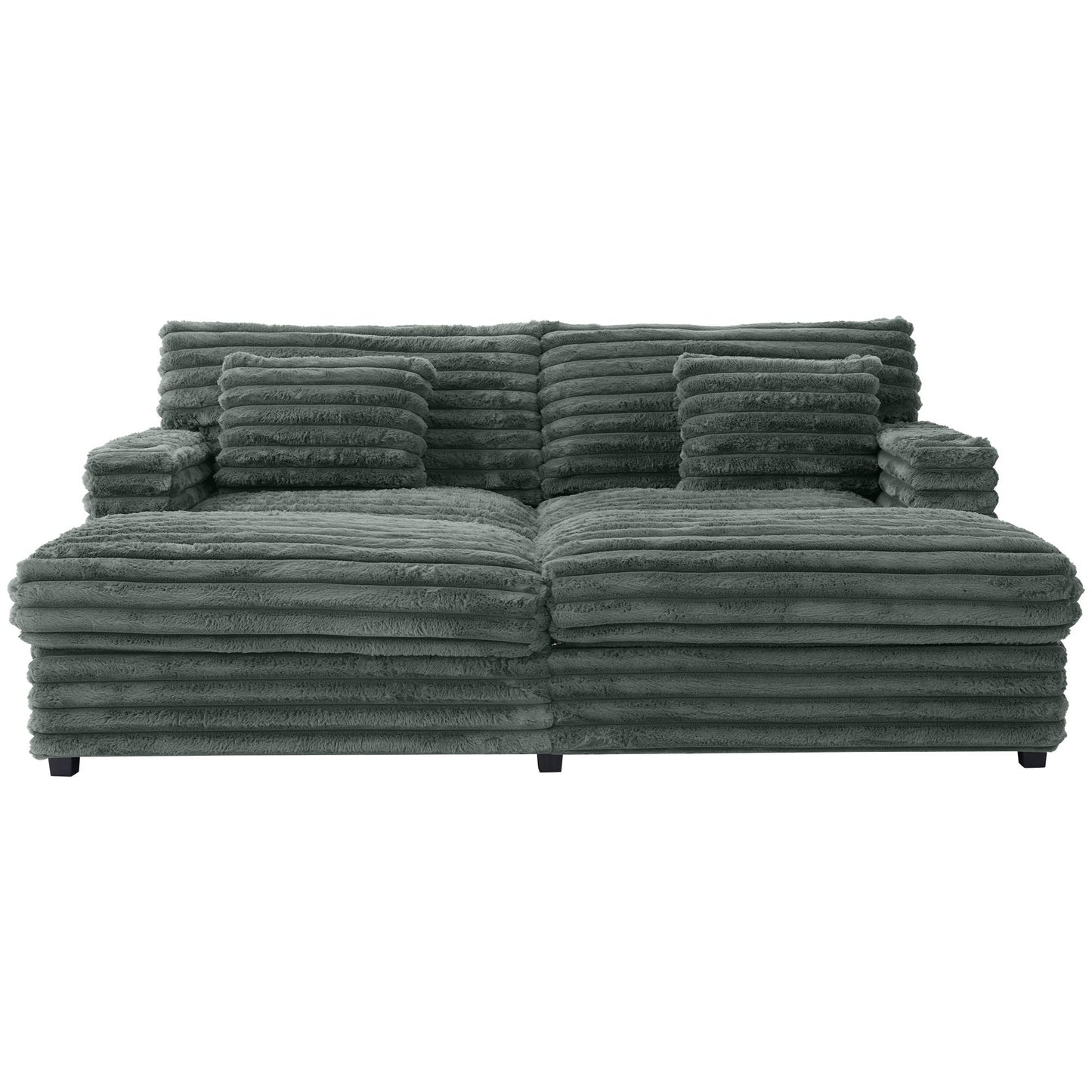 Oversized Double Chaise Lounge Sofa With USB Ports And Cup Holders