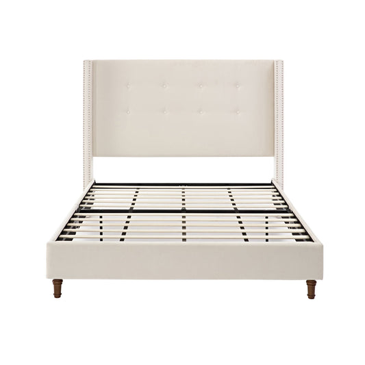 Peyton - Upholstered Bed With 54" High Headboard, Traditional Hand Buttoned Tufting