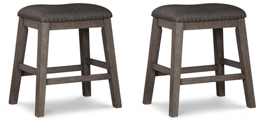 Caitbrook - Upholstered Stool (Set of 2) - Gray