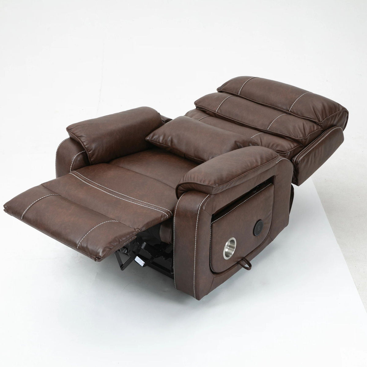 180 Degree Recliner Chair With Wireless Charging, Lumbar Support, And Dual Motor Lift - Brown