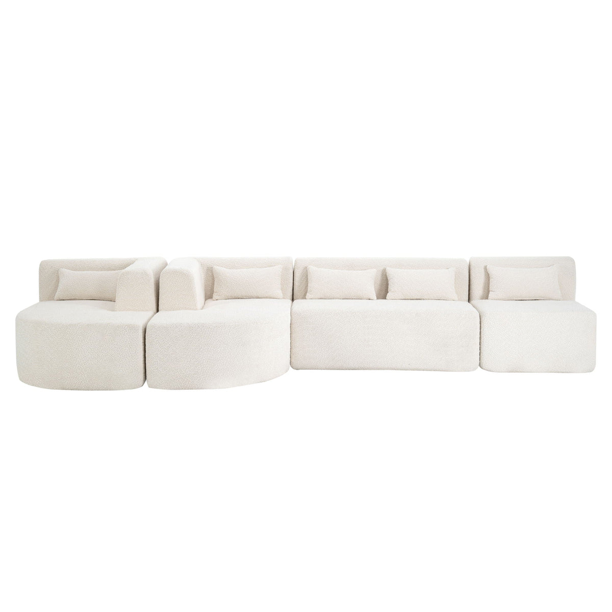 Upholstered Sofa Free Combined Sofa Couch With 2 Chaise Lounge And Five Back Pillows For Living Room