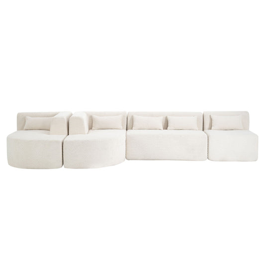 Upholstered Sofa Free Combined Sofa Couch With 2 Chaise Lounge And Five Back Pillows For Living Room