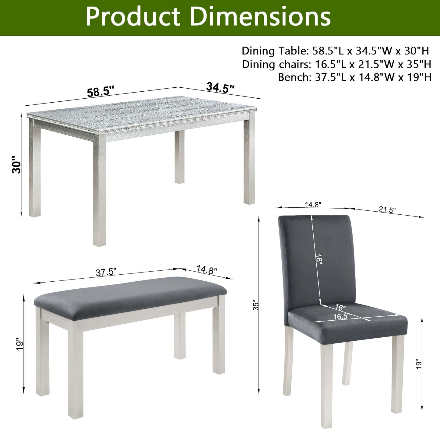Dining Table Set, Table With A Rectangular Table And Upholstered Chairs