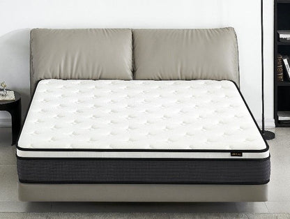 10" Twin Hybrid Mattress A Box, Pillow Top Bed Cushion With Breathable And Hypoallergenic Design, Medium Firm For Lumbar Support - White / Gray