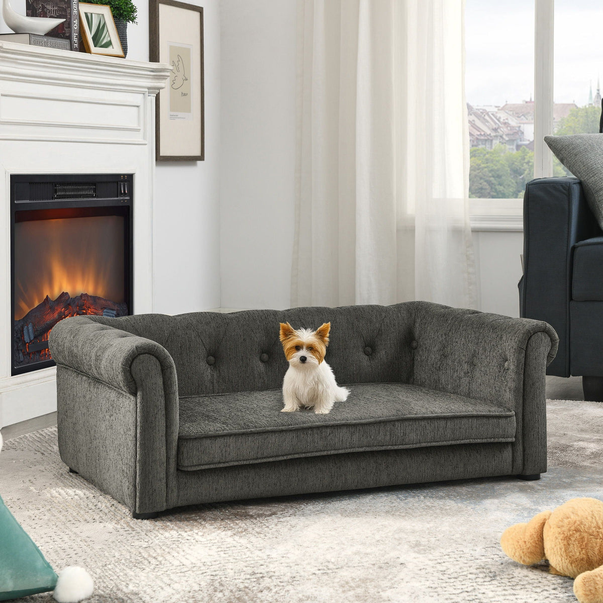 Modern Elegant Rectangle Pet Bed, Durable Elevated Dog Sofa