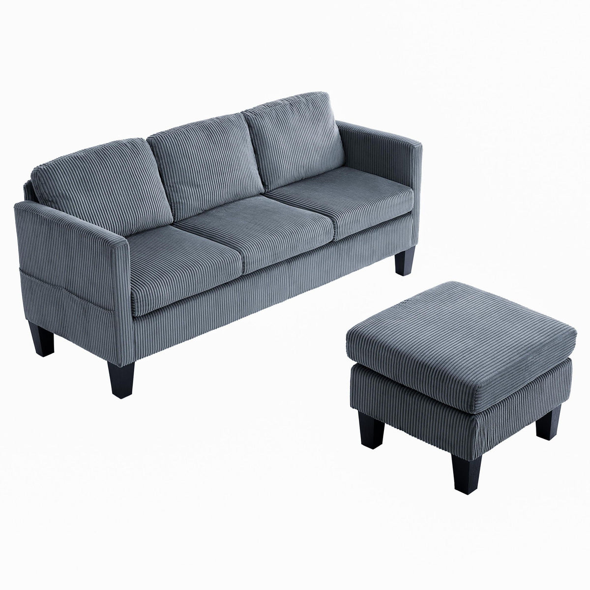 L-Shaped Sectional Sofa With Padded Cashmere, Space Saving Design For Living Rooms & Apartments - Gray