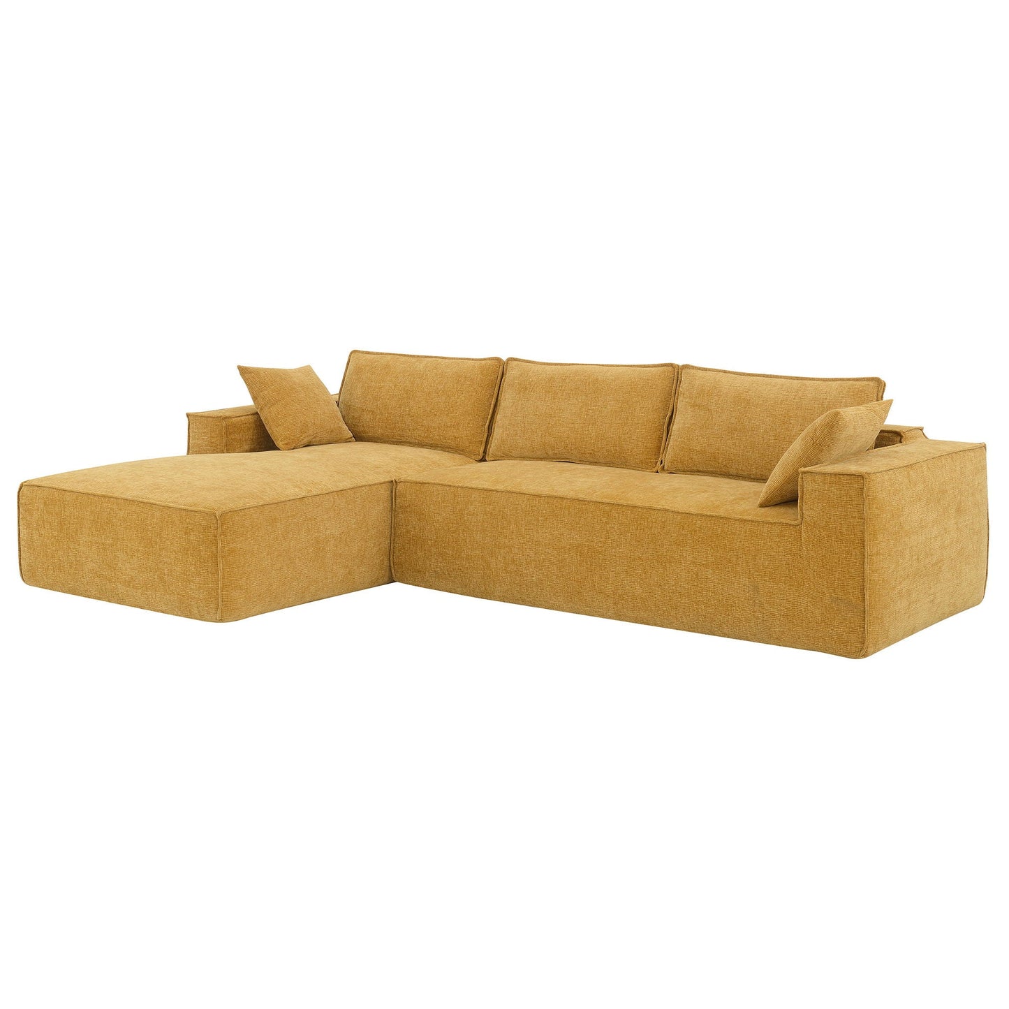 2 Pices Free Combination Minimalist Style Modular Sectional, Wrinkle Resistant Couch Set L Shaped Compressed Sofa For Living Room - Yellow