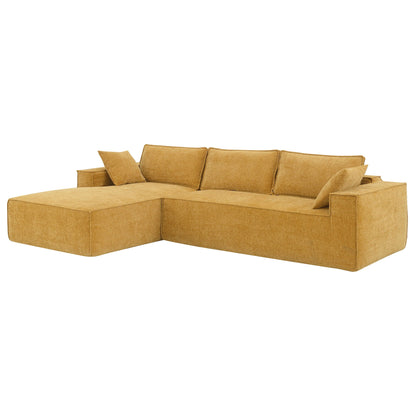 2 Pices Free Combination Minimalist Style Modular Sectional, Wrinkle Resistant Couch Set L Shaped Compressed Sofa For Living Room - Yellow