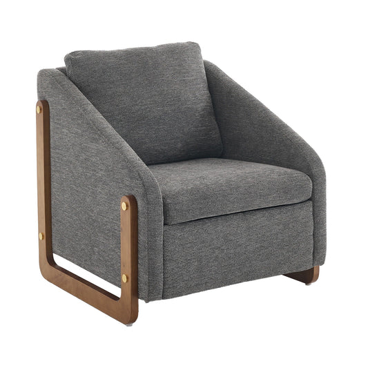 Modern Upholstered Armchair With Wooden Side Frame