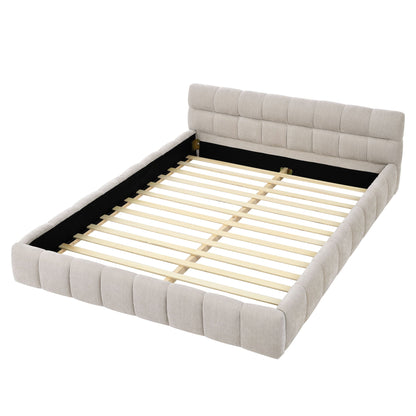 Modern Platform Bed Frame With Thick Fabric