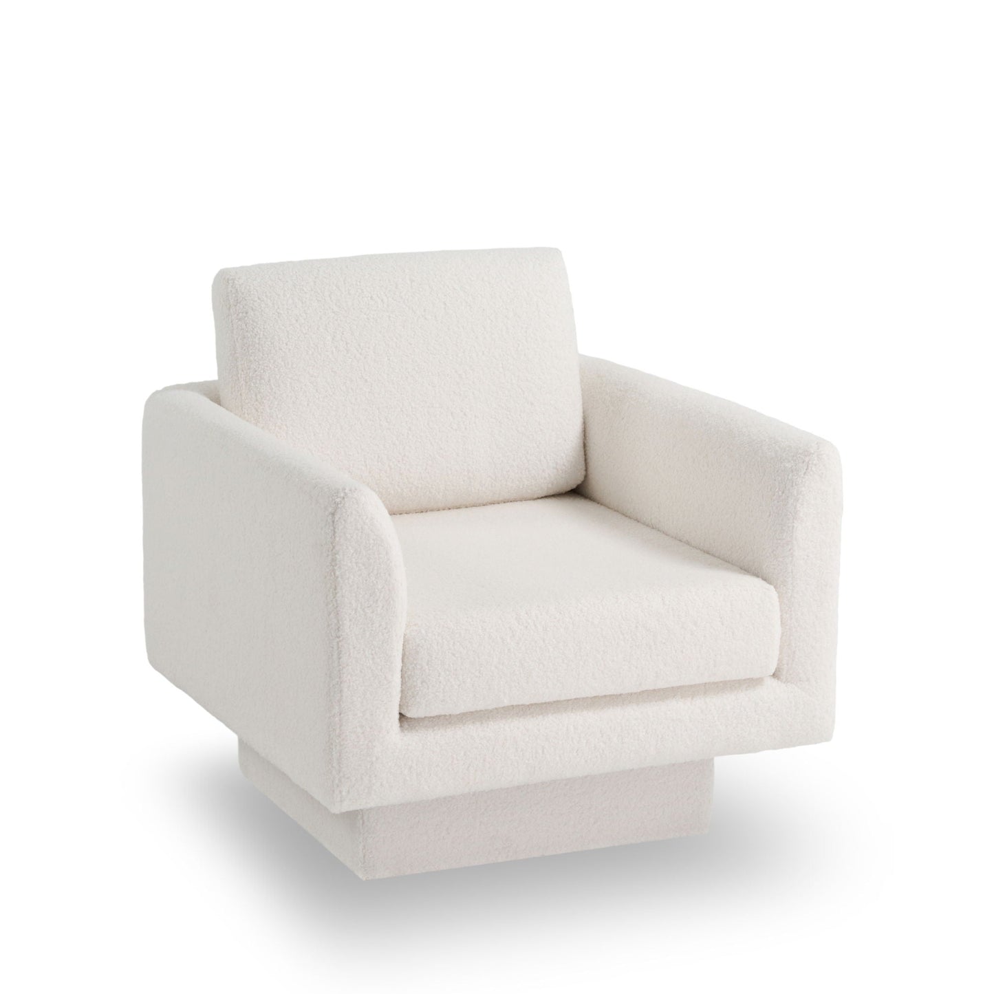 360° Modern Swivel Accent Chairs Round Armchair, Thick Padded Lounge Sofa Upholstered Comfy (Set of 2) - Cream