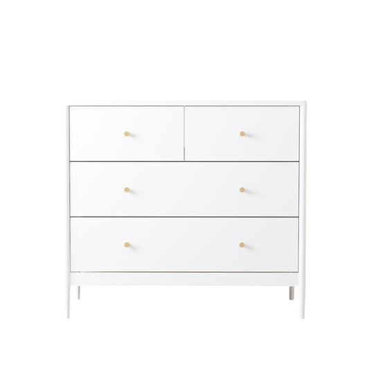 4 Drawer Kids Dresser With Antique Brass Pulls - White