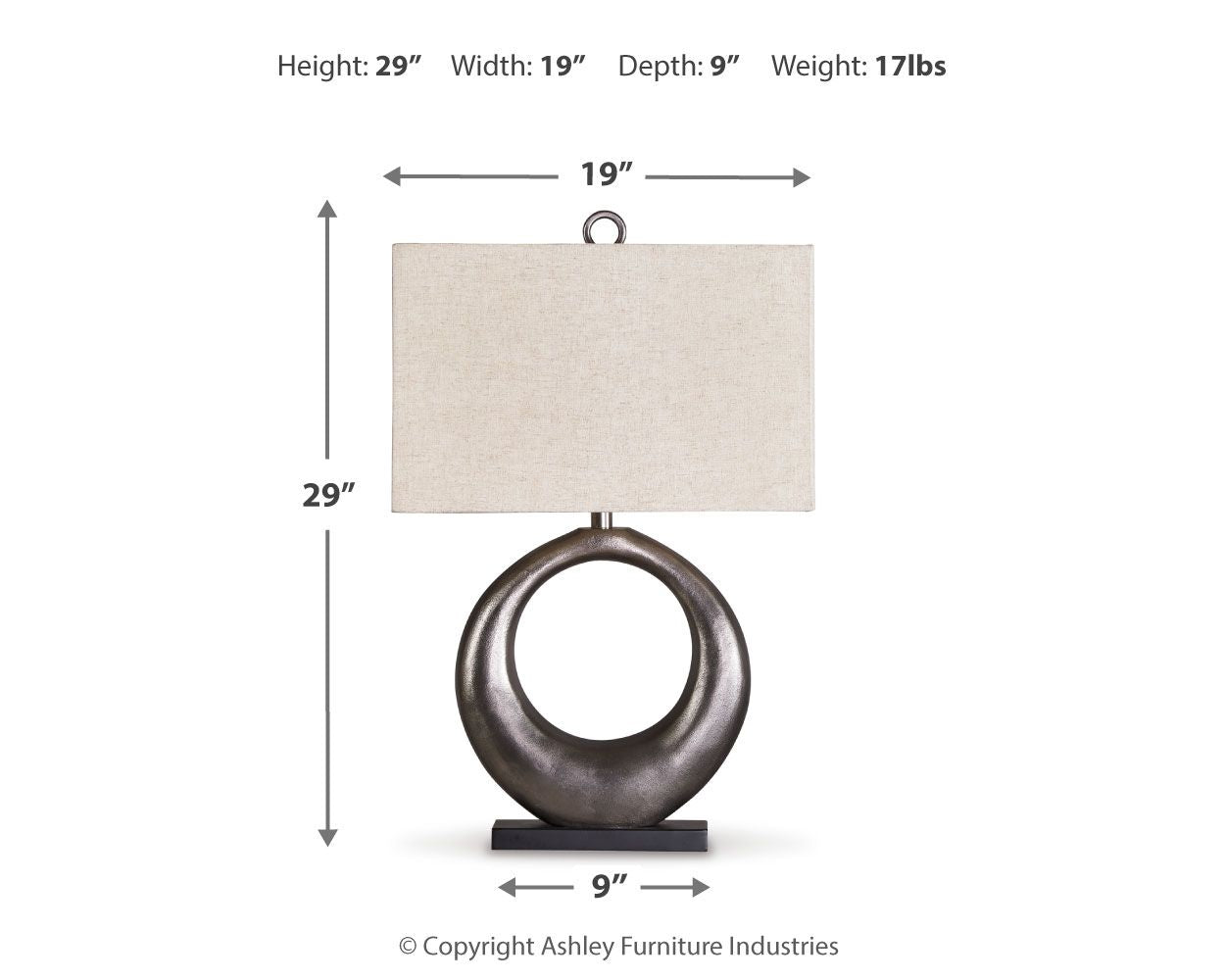 Saria - Metal Table Lamp  - Antique Silver Finish