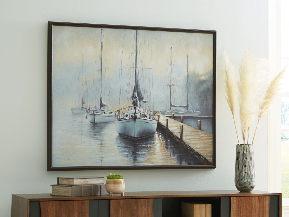 Worthney - Wall Art - Blue / White / Brown