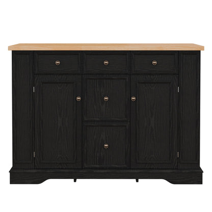 Sideboard Buffet Cabinet With 5 Drawers, 2 Cabinets, Adjustable Shelves