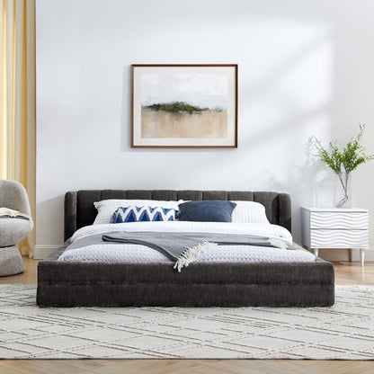 Modern Upholstered Bed Frame With Thick Chenille Fabric And Headboard