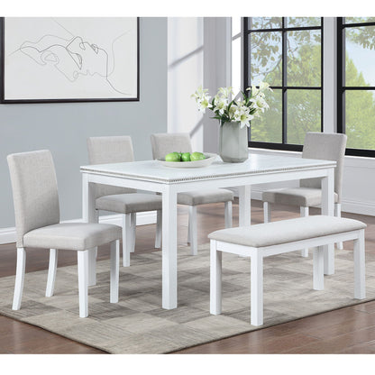 Dining Table Set With Crystal Decoration And Upholstered Chairs