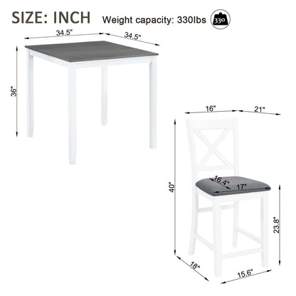 5 Piece Counter Height Dining Table Set With 4 Chairs
