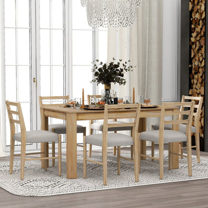 7 Piece Dining Set With Extendable Table, 2 Drawers & 6 Upholstered Chairs