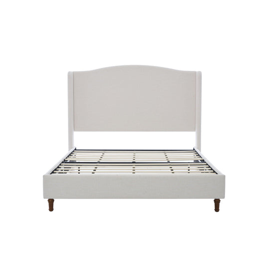 Hannah - Upholstered Wingback Bed Size / Tall Headboard Upholstered King Bed / Premium Textured Look / Minimalist Designs / No Box Spring Needed
