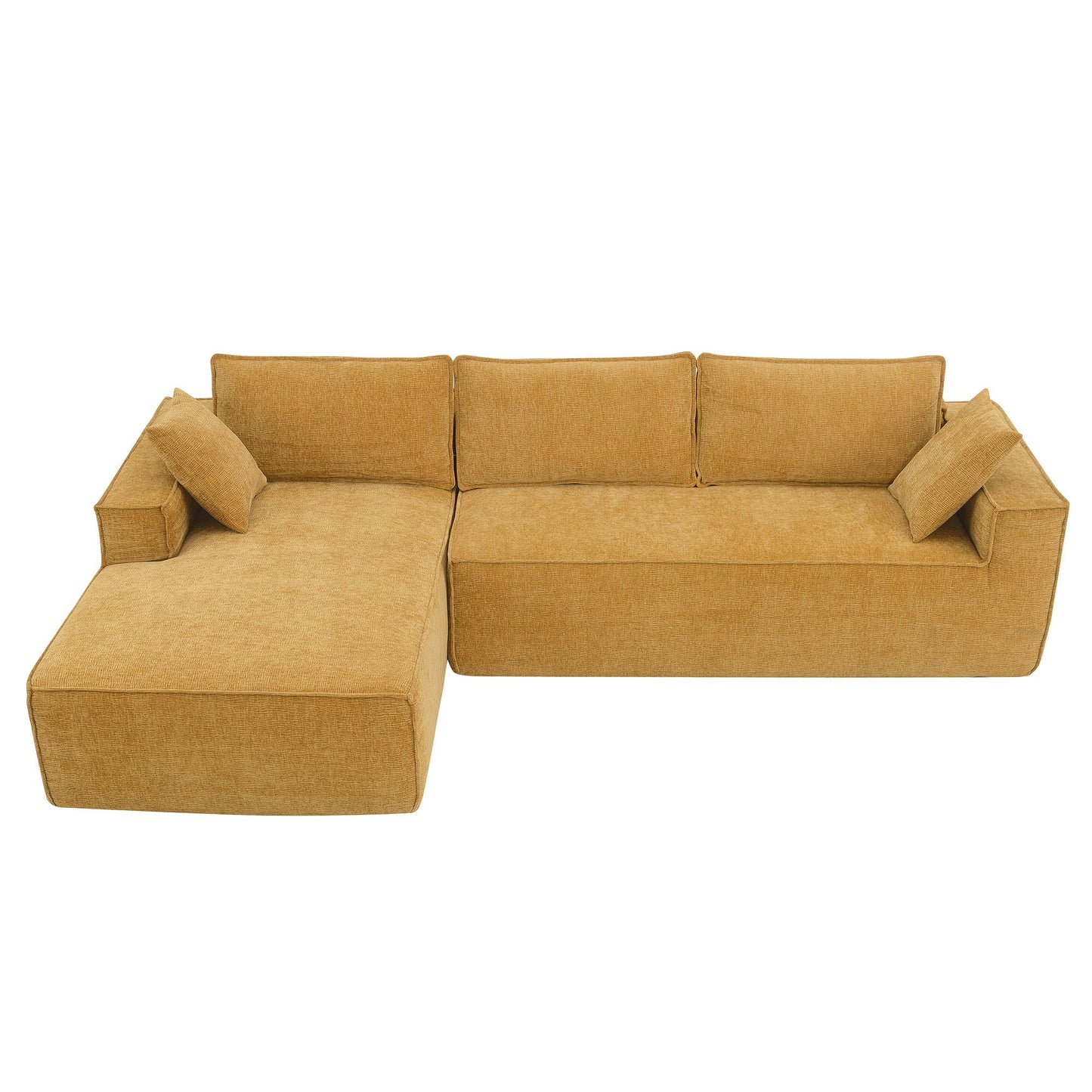 2 Pices Free Combination Minimalist Style Modular Sectional, Wrinkle Resistant Couch Set L Shaped Compressed Sofa For Living Room - Yellow