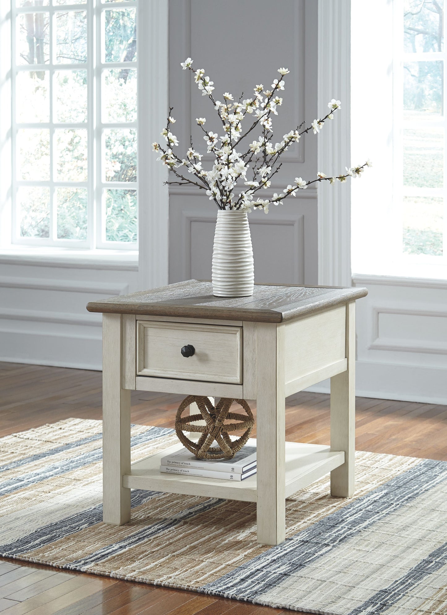 Bolanburg - Rectangular End Table - White / Brown / Beige