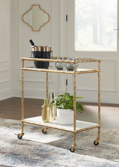 Plattfield - Bar Cart - Antique Gold Finish
