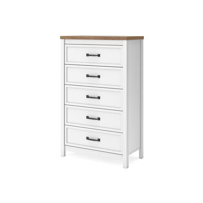Kerisden - Five Drawer Chest - White / Brown