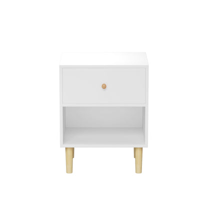 Nightstand With 1 Drawer And 1 Shelf - White