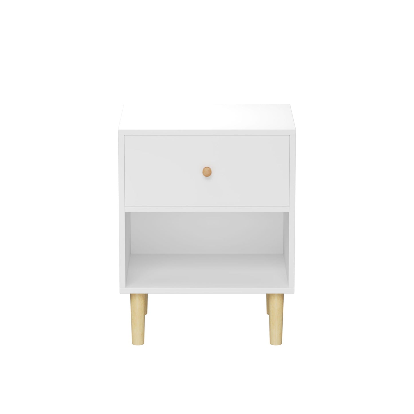 Nightstand With 1 Drawer And 1 Shelf - White