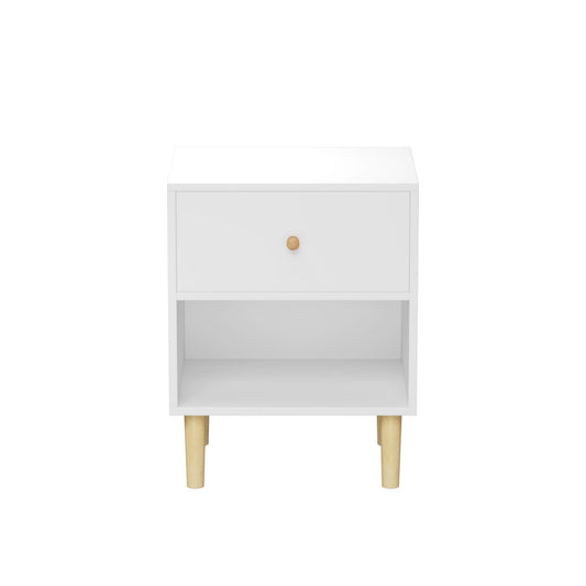 Nightstand With 1 Drawer And 1 Shelf - White