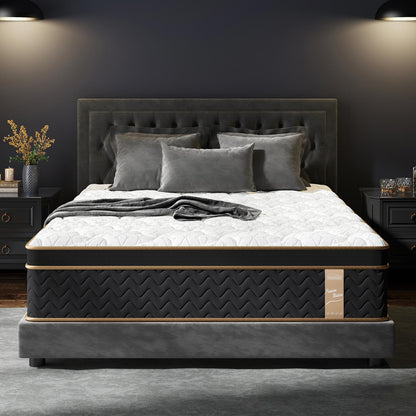 10" Twin Plush Hybrid Mattresses With Gel Memory Foam, Individual Pocket Spring Motion Isolation Edge Support - White / Black