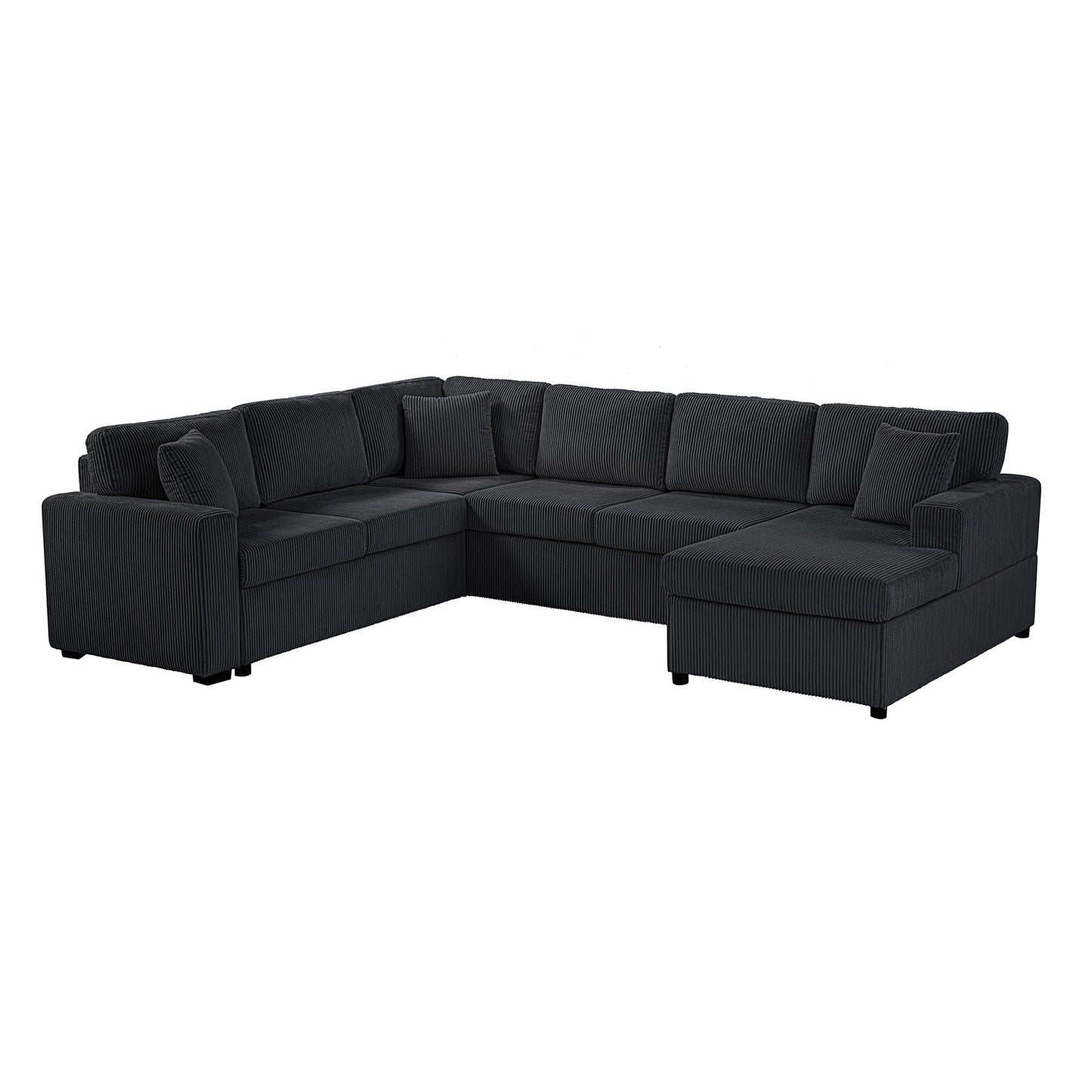 Oversized Sectional U-Shaped Sofa With Chaise Lounge And Three Soft Throw Pillows