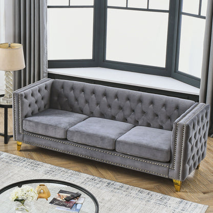 Modern Sofa With Button Tufting, Upholstered Couch For Living Room